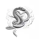 snake apearing from smoke tattoo design idea