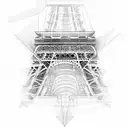 Combine the iconic Parc des Princes stadium with the Eiffel Tower in a unique and abstract design. tattoo design idea