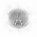 Combine the iconic Parc des Princes stadium with the Eiffel Tower in a unique and abstract design. tattoo design idea