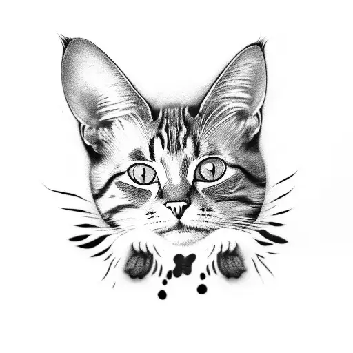 cat paw print with the name mittens  tattoo design idea