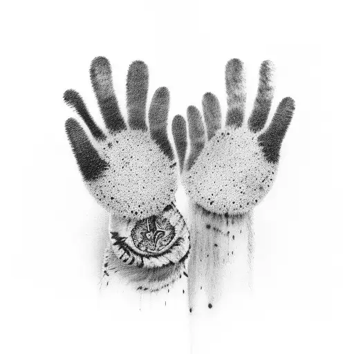 cats paw print with the name mittens tattoo design idea