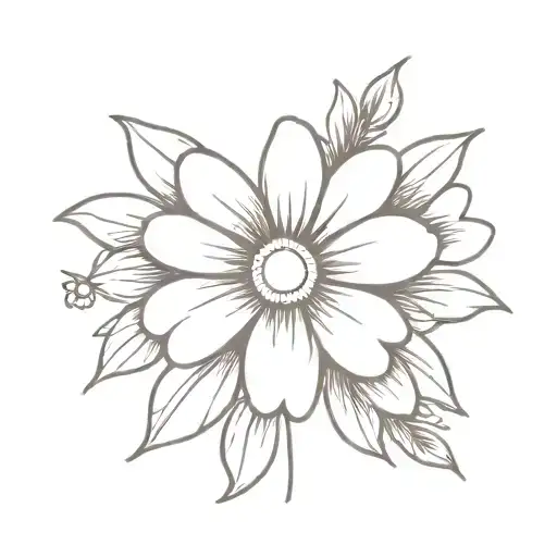 cross and daisy flower tattoo design idea
