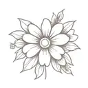 cross and daisy flower tattoo design idea