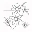 cross and daisy flower tattoo design idea