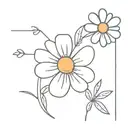cross and daisy flower tattoo design idea