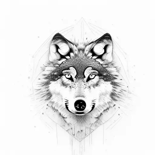 wolf, hockey player, moon, 4 birds tattoo design idea