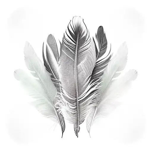 3 feathers on the thigh with decoration tattoo design idea