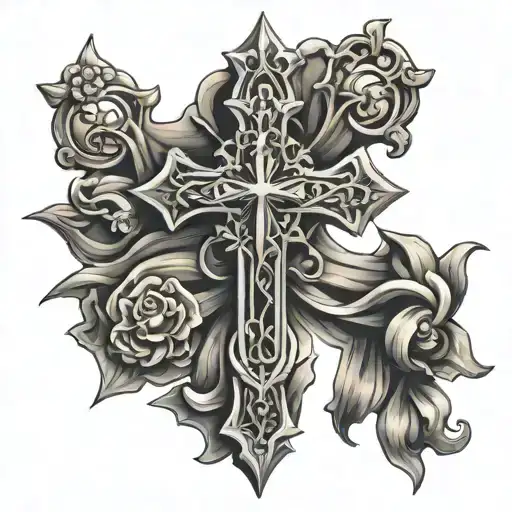 Catholic cross tattoo design idea