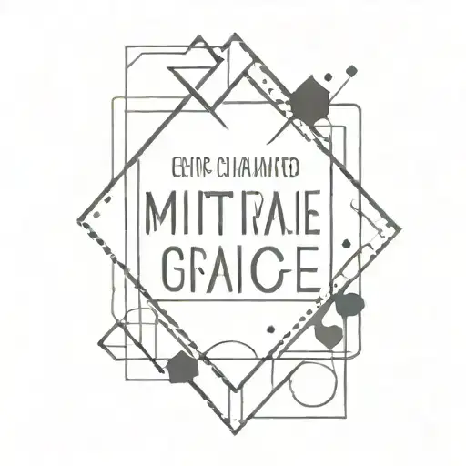 A motivational quote in a unique font surrounded by abstract geometric shapes representing overcoming obstacles tattoo design idea