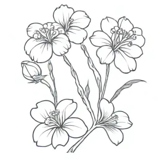 Primrose and violet flower intertwined tattoo design idea