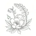 crysanthemum and lily of the valley flower tattoo design idea