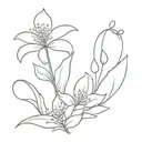 crysanthemum and lily of the valley flower tattoo design idea