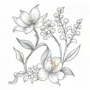 crysanthemum and lily of the valley flower tattoo design idea