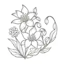 crysanthemum and lily of the valley flower tattoo design idea