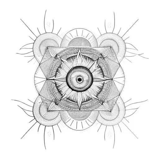 A geometric mandala design incorporating the sun, representing the client's passion for travel and the warmth of the sun tattoo design idea