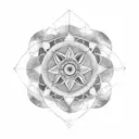 A geometric mandala design incorporating the sun, representing the client's passion for travel and the warmth of the sun tattoo design idea