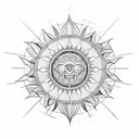 A geometric mandala design incorporating the sun, representing the client's passion for travel and the warmth of the sun tattoo design idea