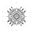 A geometric mandala design incorporating the sun, representing the client's passion for travel and the warmth of the sun tattoo design idea