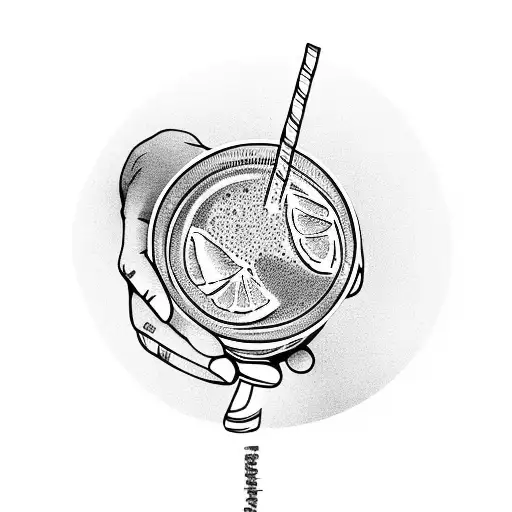 Bartender's hand holding a cocktail shaker with fingerprints forming the pattern tattoo design idea