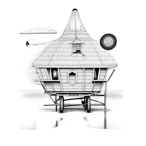 beach hut tandem bicycle tattoo design idea