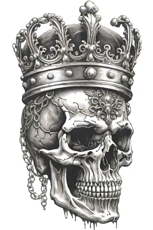skull with crown looking to the right tattoo design idea