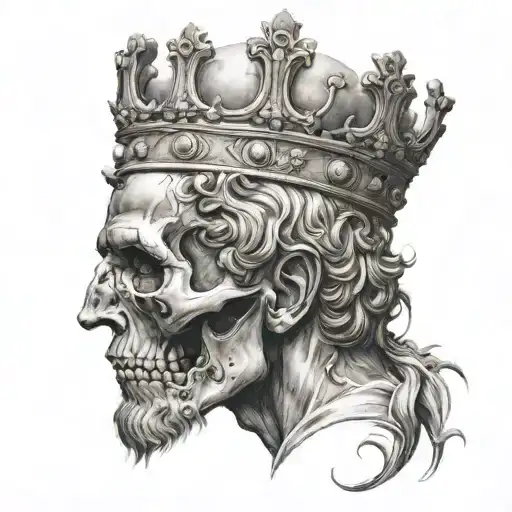 crowned marcus aurelius fading to a skull tattoo design idea