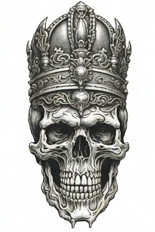skull with crown looking to the right tattoo design idea