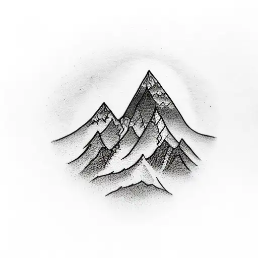 mountain with upside down maintain above tattoo design idea