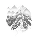 mountain with upside down maintain above tattoo design idea