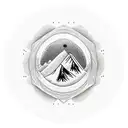 mountain with upside down maintain above tattoo design idea