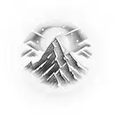 mountain with upside down maintain above tattoo design idea