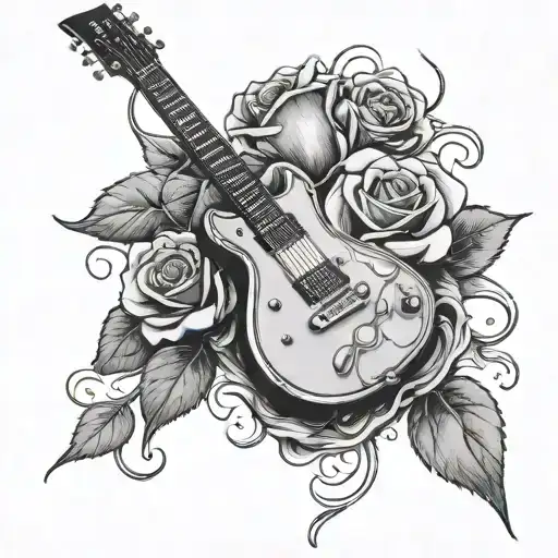 electric guitar rose rip 6/17/21 tattoo design idea