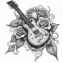 electric guitar rose rip 6/17/21 tattoo design idea