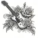 electric guitar rose rip 6/17/21 tattoo design idea