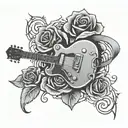 electric guitar rose rip 6/17/21 tattoo design idea
