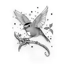 robin flying tattoo design idea