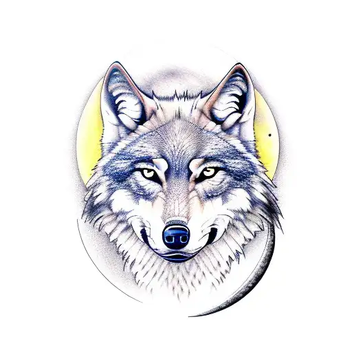 wolf with moon tattoo design idea