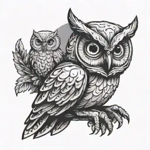 A software developer coding with an owl sitting on their shoulder tattoo design idea