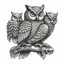 A software developer coding with an owl sitting on their shoulder tattoo design idea