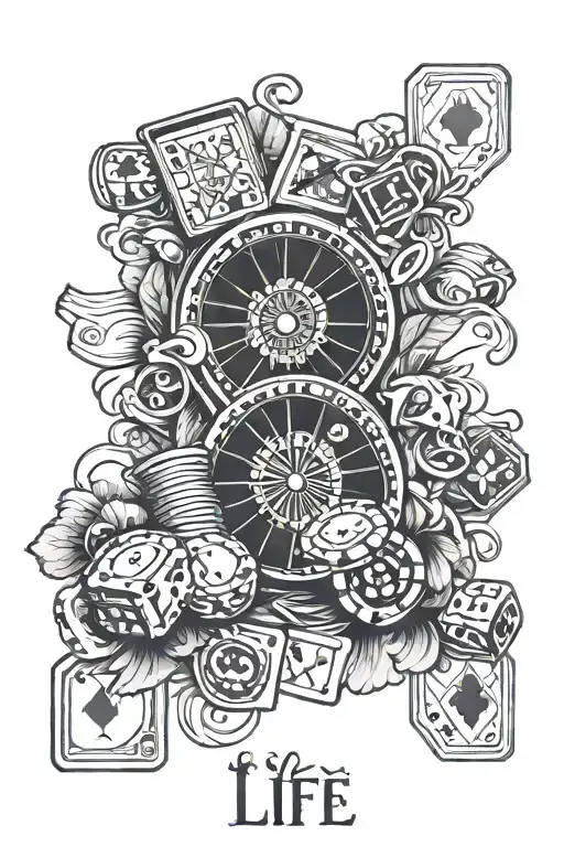 life is a gamble style inspired tattoo design idea