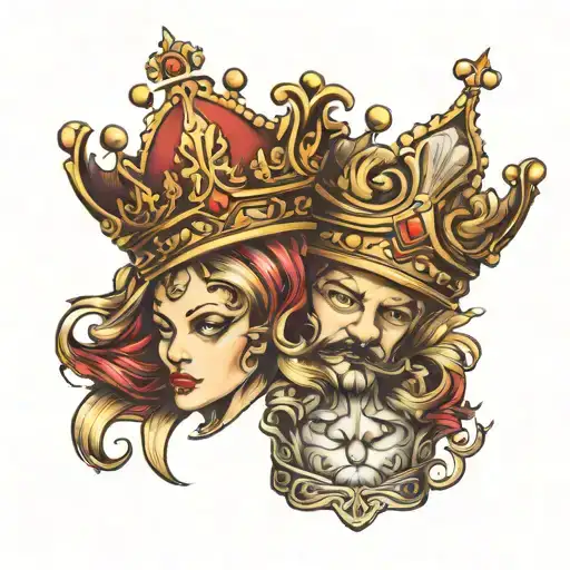 half a crown king and queen crowns tattoo design idea
