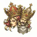 half a crown king and queen crowns tattoo design idea