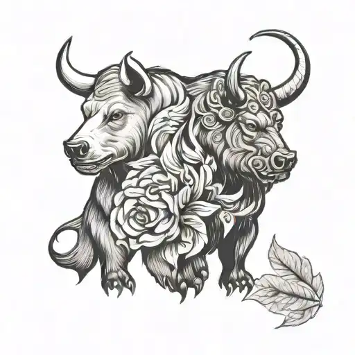 tattoo a bull and a bear on my arm tattoo design idea