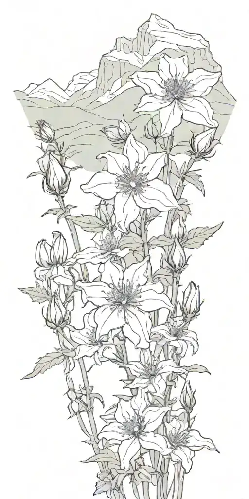 rocky mountains and columbine  tattoo design idea