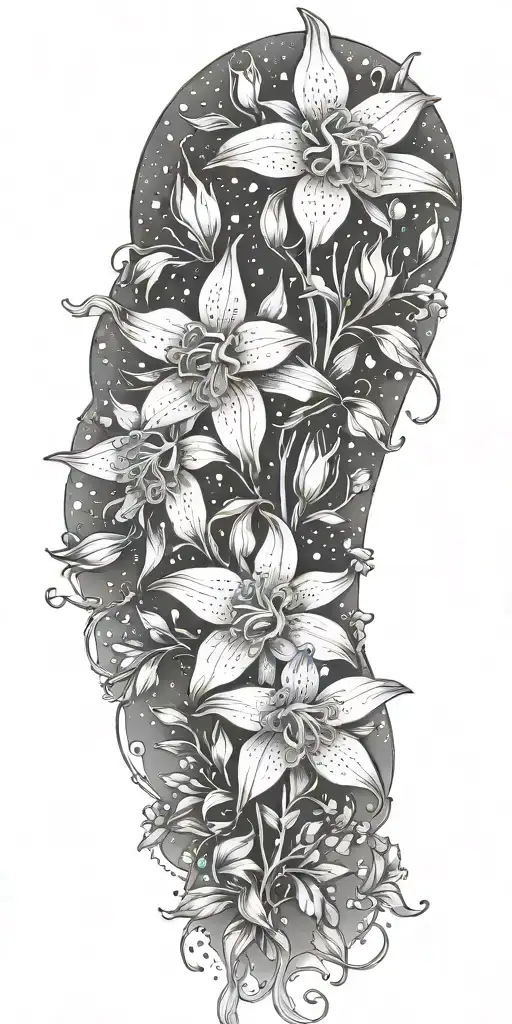 columbine and azalea flowers tattoo design idea