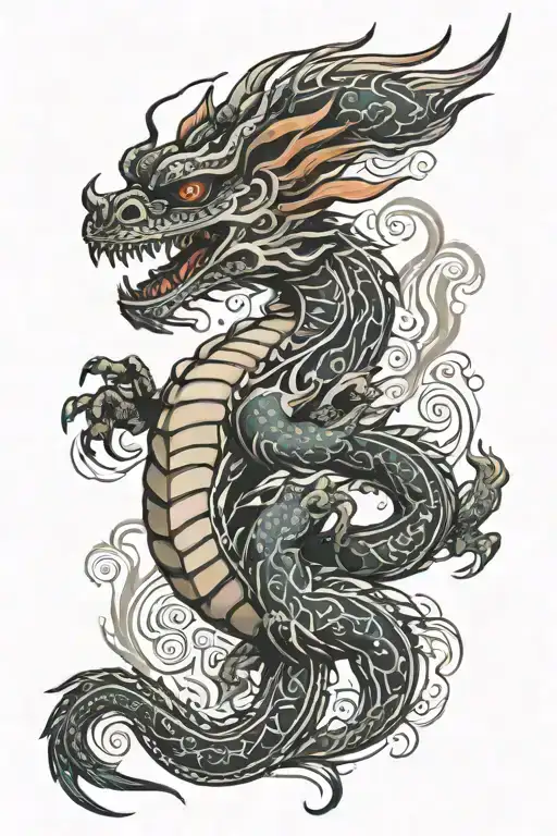 Mexican dragon tattoo design idea