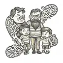 Dad and two little sons holding hands tattoo design idea