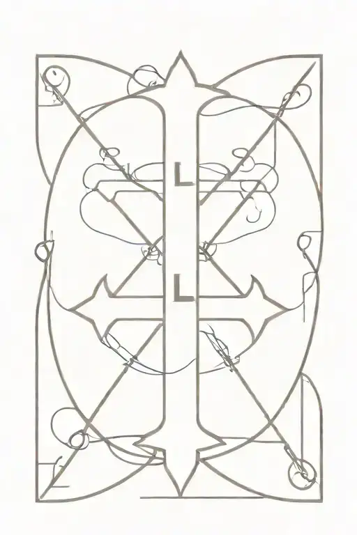 a cross with the letters L N C J in the shape tattoo design idea