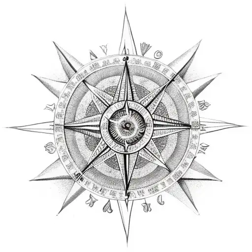 tudor rose compass tattoo design idea