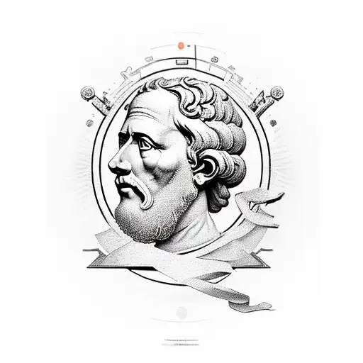 Marcus Aurelius with quote of Momentori more and the obstacle is the way that is like a compass  tattoo design idea